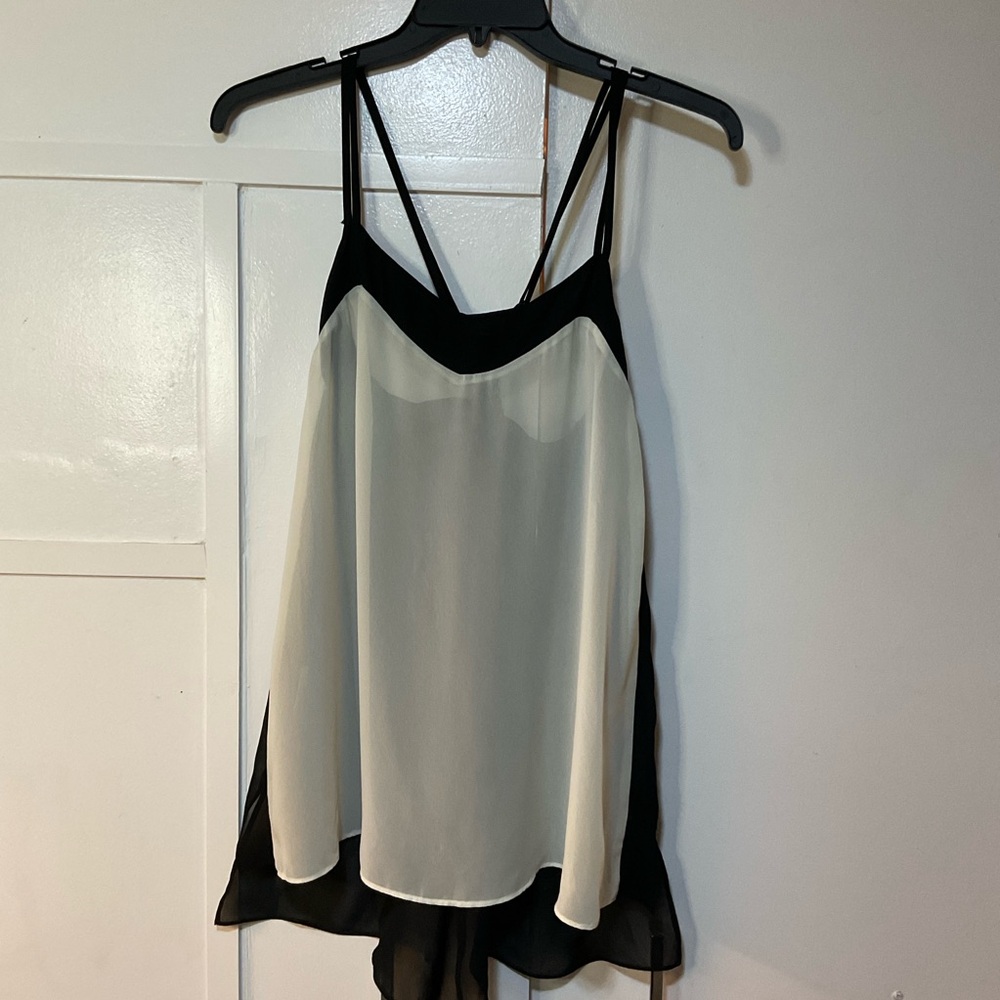 BCBGeneration Sheer Black and Off-White Camisole